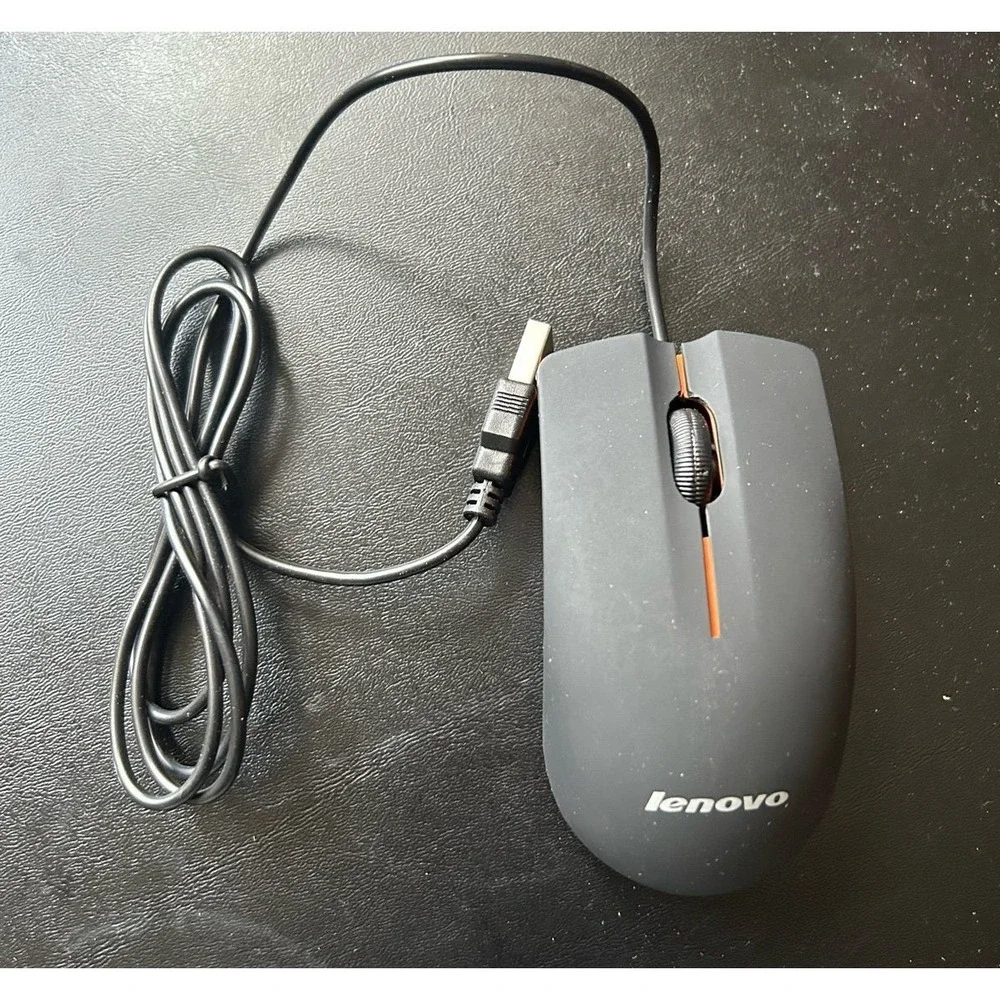 Lenovo USB Optical Mouse M30 Wired Black Orange Witchy Gaming Accessory Minimal